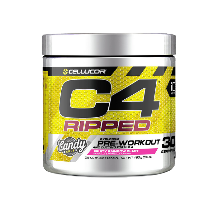 Yellow and silver Cellucor C4 Ripped 30 Servings 180g pre-workout for explosive energy