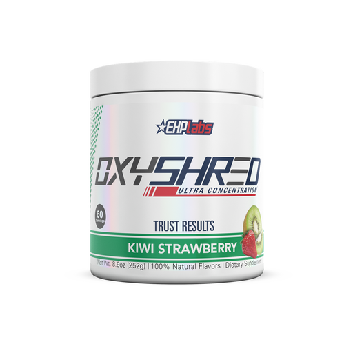 Kiwi Strawberry flavored EHP Labs OxyShred 267g dietary supplement powder for natural energy