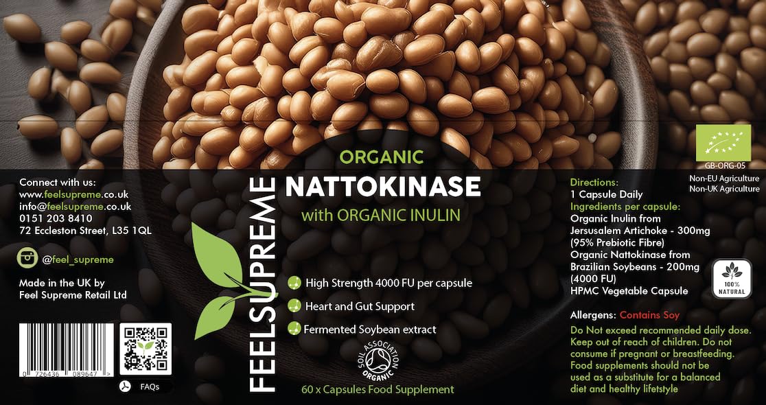 Feel Supreme Organic Nattokinase with Inulin Supplement 60 Caps
