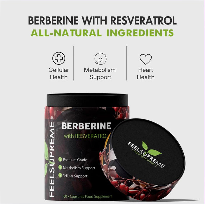 Feel Supreme Premium Berberine & Resveratrol Supplement 60 Caps