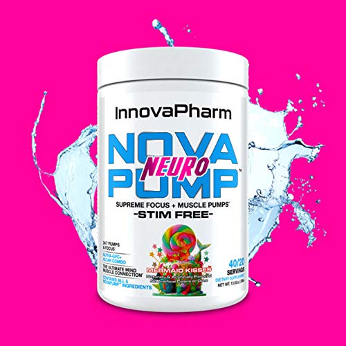 White tub of Innovapharm NovaPump Neuro workout supplement powder for energy boost