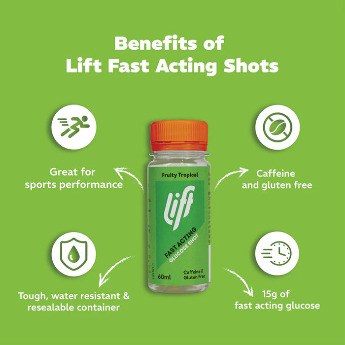 Lift Fast Acting Glucose Energy Juice Shots - Tropical Flavour