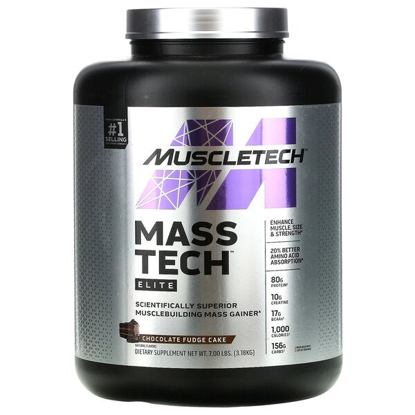 Muscletech Mass Tech Elite - 3.18kg / Chocolate Fudge Cake - Weight Gainer Powder