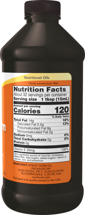 NOW Foods Wheat Germ Oil, Liquid - 473ml - Health and Wellbeing at MySupplementShop by NOW Foods