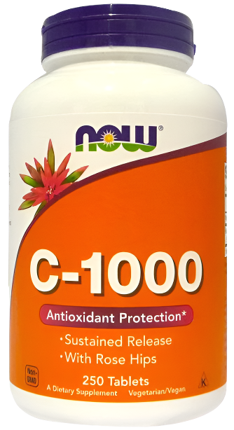 NOW Foods Vitamin C-1000 with Rose Hips - Sustained Release - 250 tablets