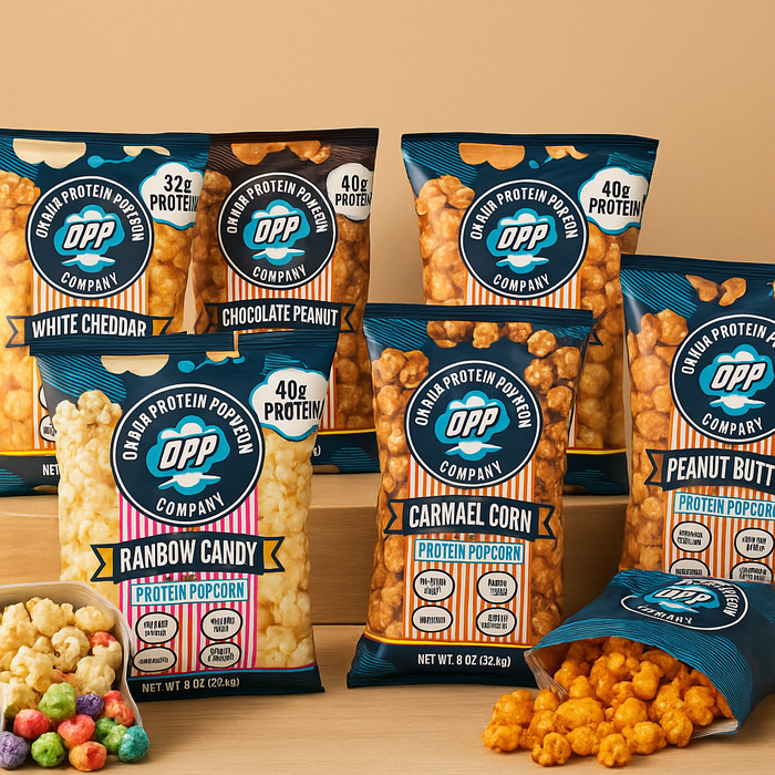 Omaha Protein Popcorn – High Protein Snack Variety | 8 Gourmet Flavours