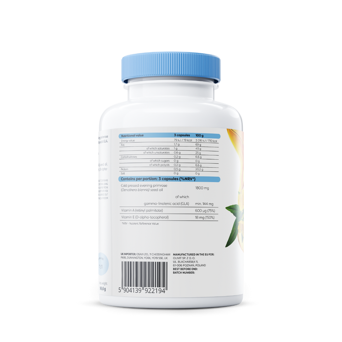 Osavi Primrose Oil with Vitamin A & E, 1800mg - 120 softgels