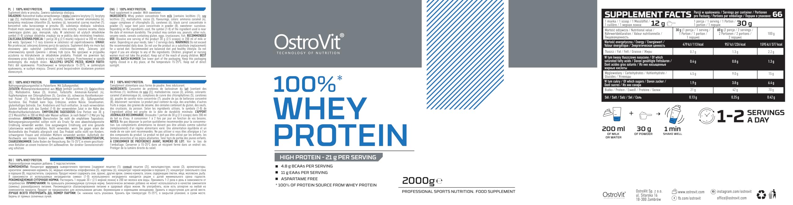 OstroVit 100% Whey Protein 2000g