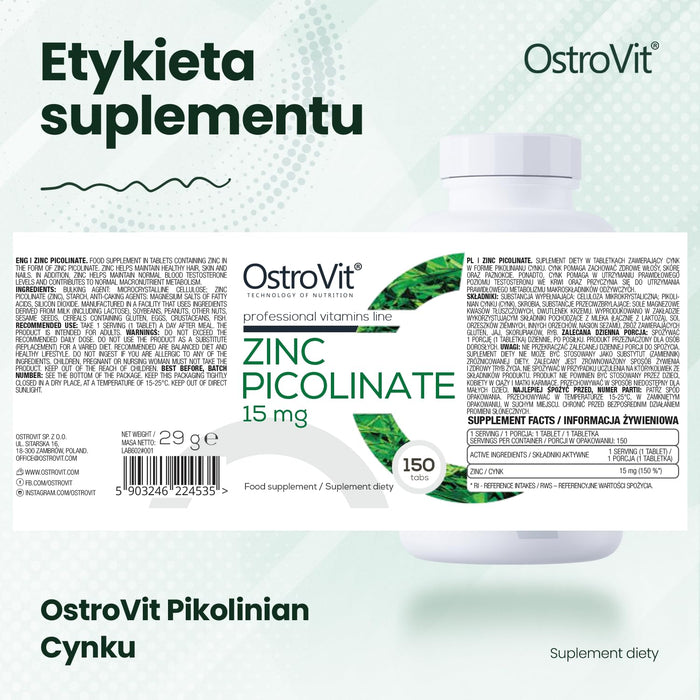 OstroVit Zinc Picolinate 150 tablets