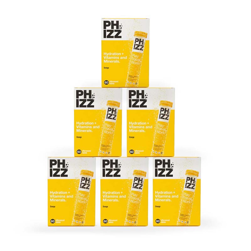 Phizz 2-in-1 Multivitamin & Rehydration Electrolyte Effervescent Multi-pack 6x60 Tabs Orange - Sports Nutrition at MySupplementShop by Phizz