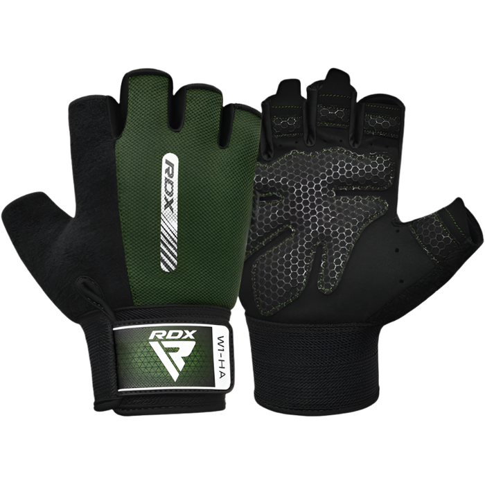 RDX Gym Weight Lifting Gloves W1 Half Plus Army Green