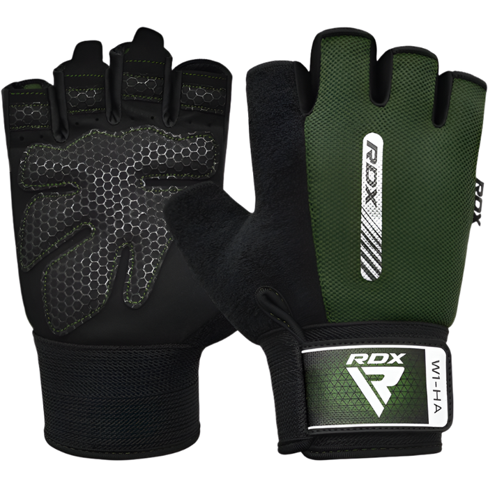 RDX Gym Weight Lifting Gloves W1 Half Plus Army Green