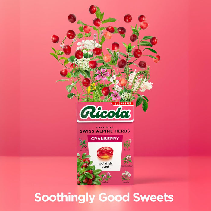 Ricola Swiss Herb Drops Sugar-Free Cranberry Box 20 Pack