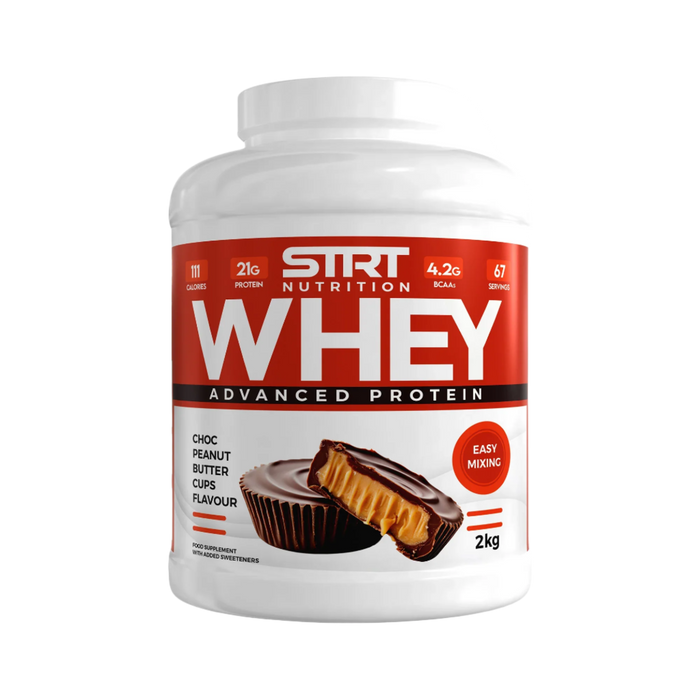 STRT Nutrition Whey Protein 2kg – 21g Protein, 67 Servings, Multiple Flavours