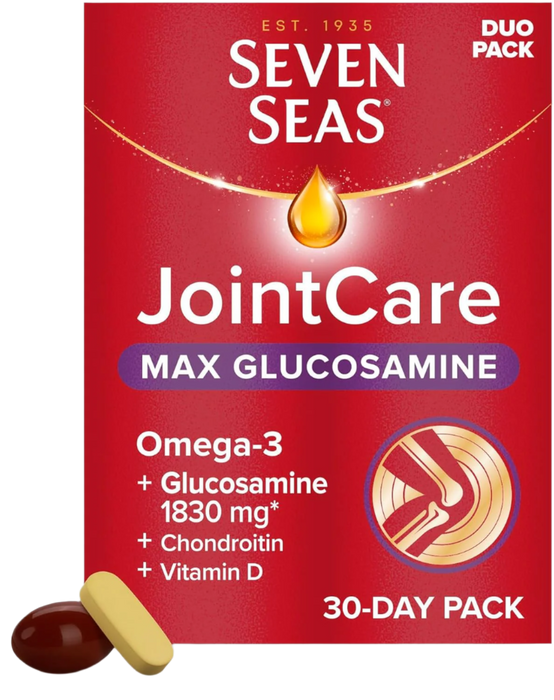 Seven Seas JointCare MAX GLUCOSAMINE 2X30 Capsules – High Strength Glucosamine with Omega-3 & Chondroitin