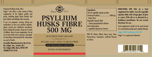 Solgar Psyllium Husks Fibre 500 mg 200 Veg. caps