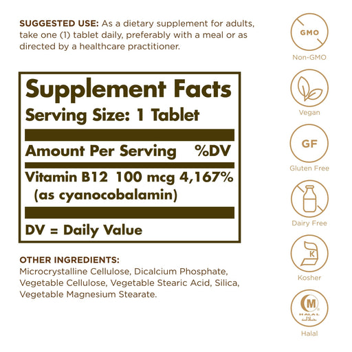 Solgar Vitamin B12 100 mcg 100 Tablets