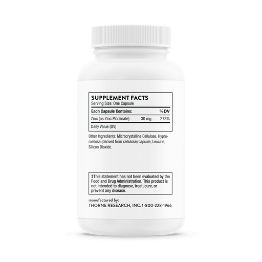 Thorne Research Zinc Picolinate 30 mg 60 Capsules - Fitness & Diet at MySupplementShop by Thorne