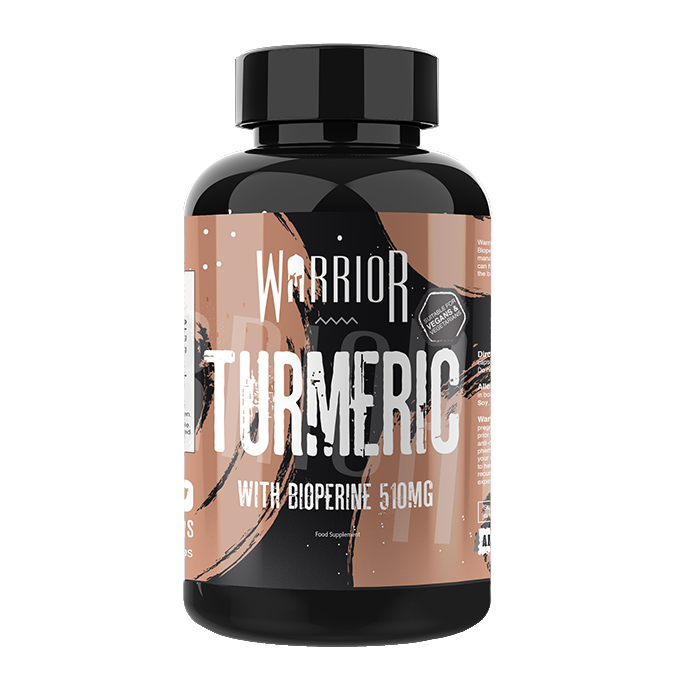 Black Warrior Core Turmeric bottle with 500mg organic turmeric and 10mg BioPerine