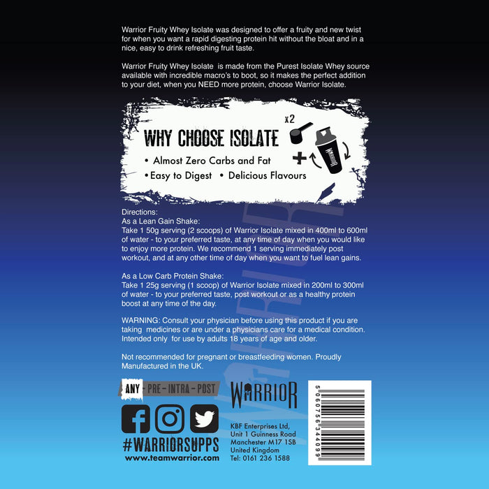 Warrior Fruity Whey Isolate 375g - Whey Proteins at MySupplementShop by Warrior