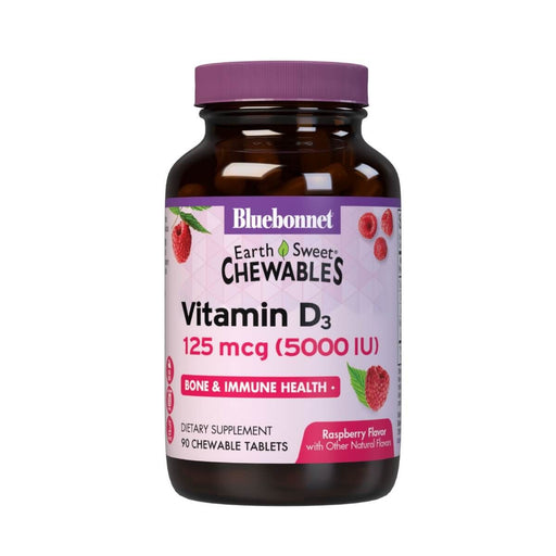 Bluebonnet Earthsweet Chewables Vitamin D3 5,000iu 90 Raspberry Tablets - Immune Support at MySupplementShop by Bluebonnet Nutrition