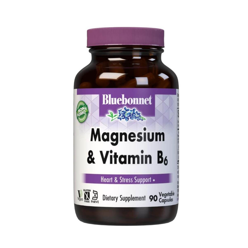 Bluebonnet Magnesium & Vitamin B6 90 Vegetable Capsules - Heart Health at MySupplementShop by Bluebonnet Nutrition