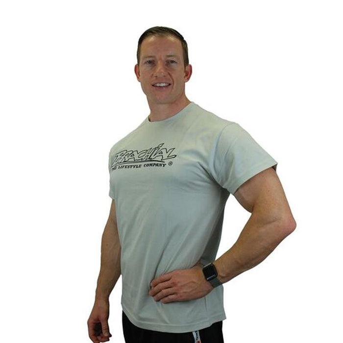 Brachial T-Shirt Gain - Light Grey/Black - T-Shirt at MySupplementShop by Brachial The Lifestyle Company