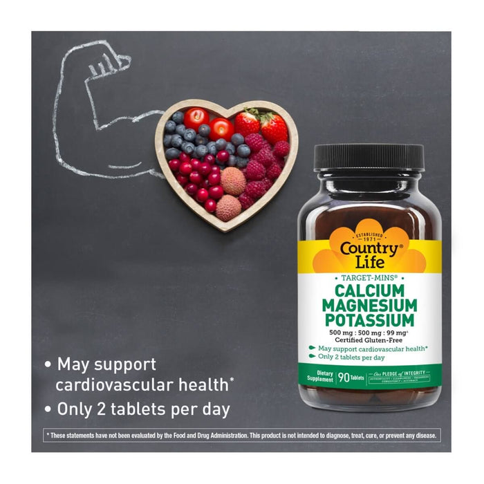 Country Life Target-Mins Calcium, Magnesium, Potassium 180 Tablets | Premium Supplements at MYSUPPLEMENTSHOP