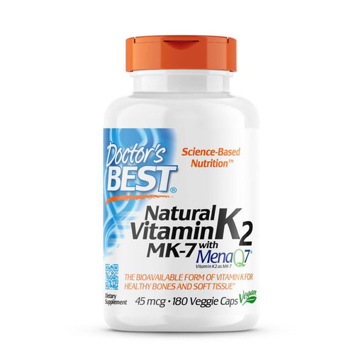 Doctor's Best Natural Vitamin K2 MK-7 with MenaQ7 45 mcg 180 Veggie Capsules - Vitamins & Minerals at MySupplementShop by Doctor's Best