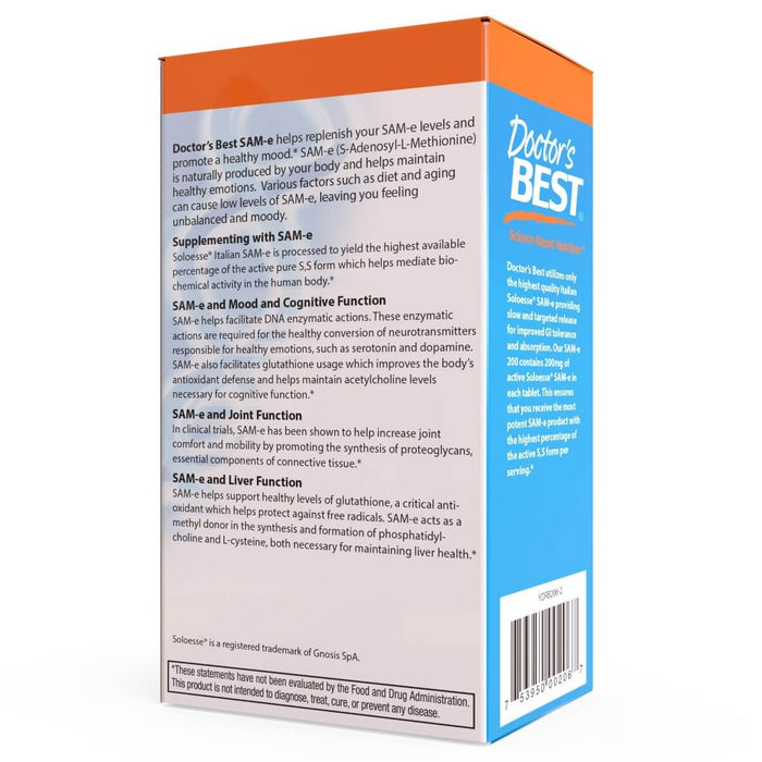 Doctor's Best SAM-e 200 mg 60 Enteric Coated Tablets | Premium Supplements at MYSUPPLEMENTSHOP