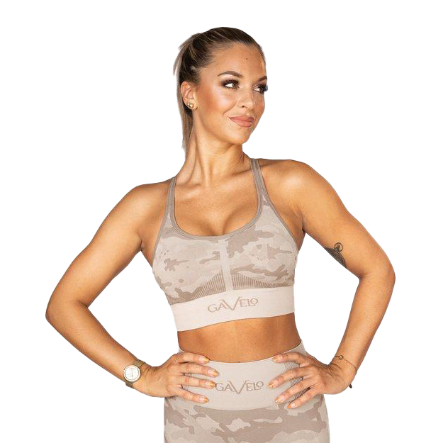 Gavelo Seamless Desert Storm Camo Sports Bra