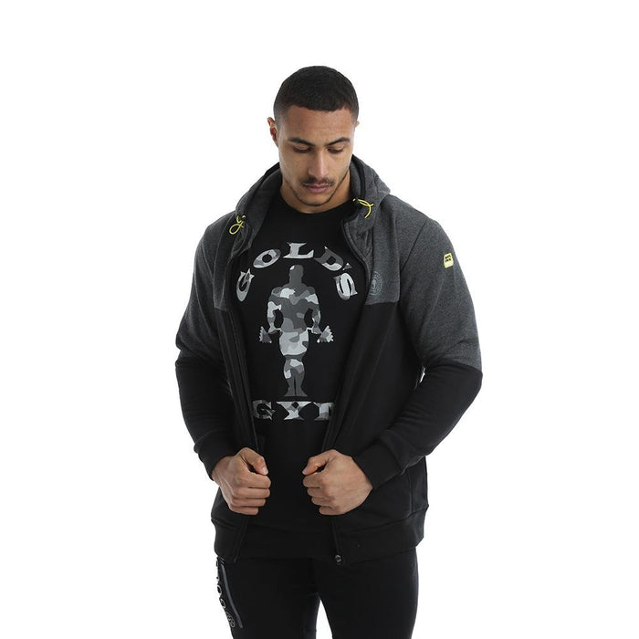 Golds Gym Full Zip Hooded Sweater - Black/Charcoal