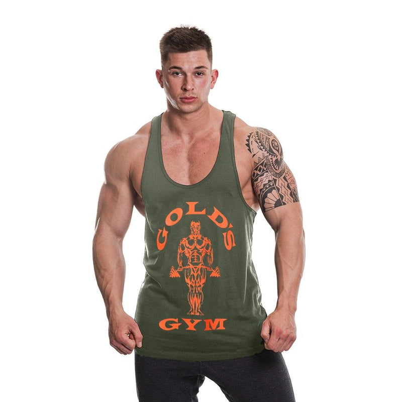 Golds Gym Muscle Joe Premium Stringer - Army Marl/Orange