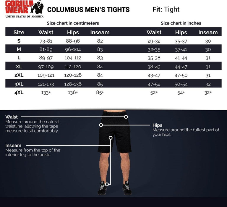 Gorilla Wear Columbus Mens Tights - Black