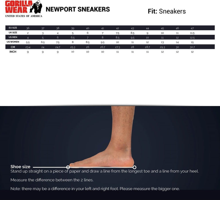 Gorilla Wear Newport Sneakers Black - US8/EU41 - Sneakers at MySupplementShop by Gorilla Wear