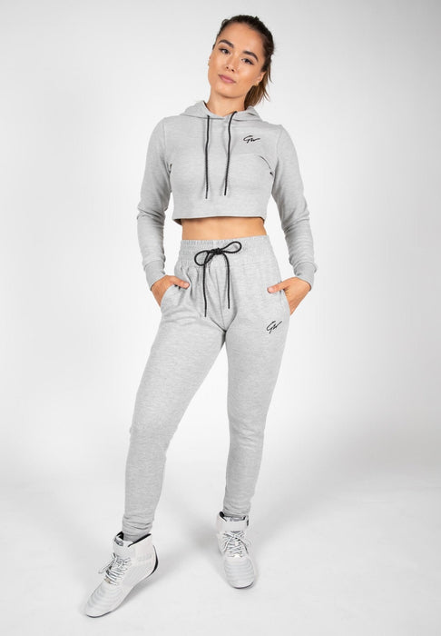 Gorilla Wear Pixley Crop Top Hoodie - Grey - Hoodie at MySupplementShop by Gorilla Wear