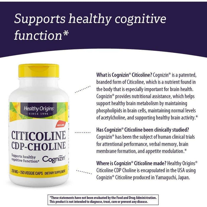 Healthy Origins Cognizin Citicoline 250mg 150 Veggie Capsules | Premium Supplements at MYSUPPLEMENTSHOP