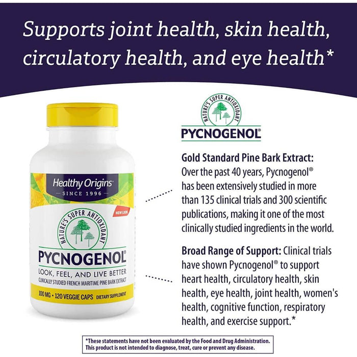 Healthy Origins Pycnogenol 100 mg 120 Veggie Capsules - Skin Care at MySupplementShop by Healthy Origins