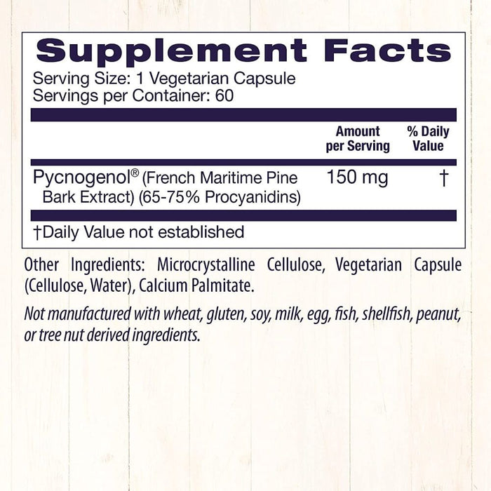 Healthy Origins Pycnogenol 150 mg 60 Veggie Capsules - Skin Care at MySupplementShop by Healthy Origins