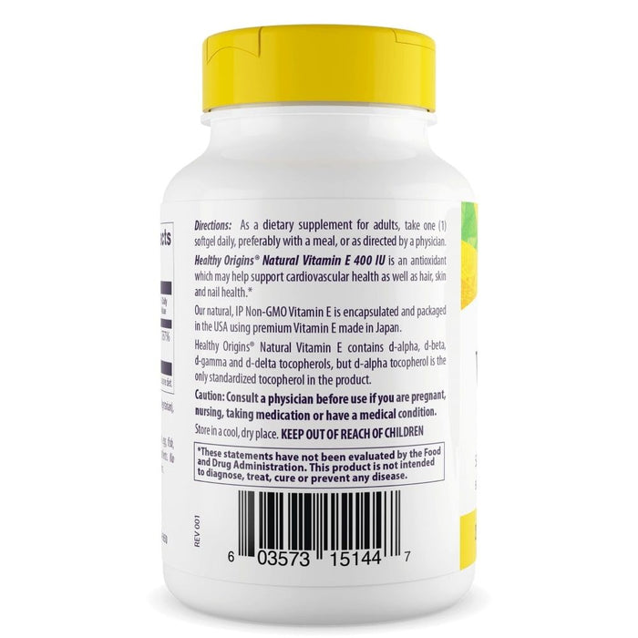 Healthy Origins Vitamin E 400iu 90 Softgels | Premium Supplements at MYSUPPLEMENTSHOP