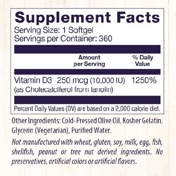 Healthy Origins Vitamin D3 10,000iu 360 Softgels Best Value Immune Support at MYSUPPLEMENTSHOP.co.uk