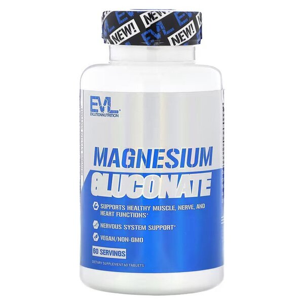 EVLution Nutrition Magnesium Gluconate - 60 tablets - Magnesium at MySupplementShop by EVLution Nutrition