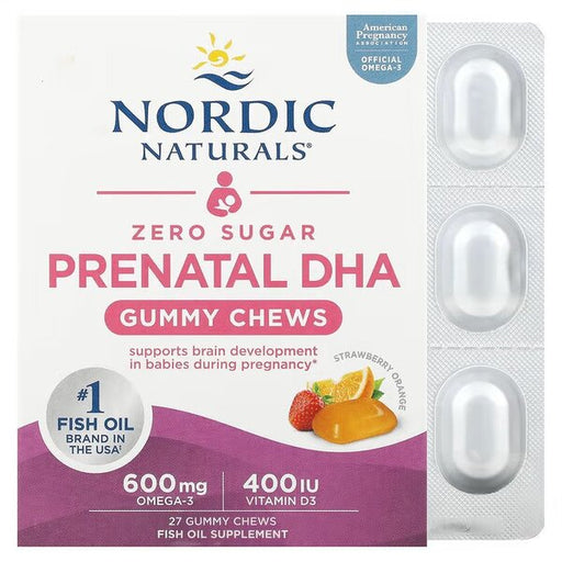 Nordic Naturals Prenatal DHA Gummy Chews, Strawberry Orange - 27 gummies - Sports Supplements at MySupplementShop by Nordic Naturals