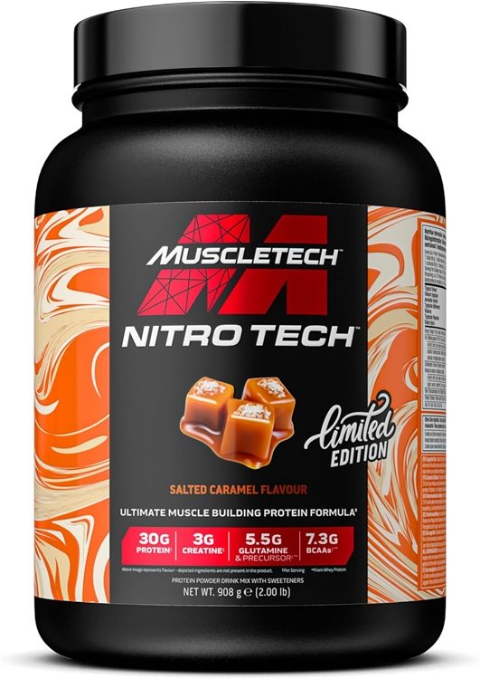 MuscleTech Nitro-Tech, Salted Caramel - 908g Best Value Protein Supplement Powder at MYSUPPLEMENTSHOP.co.uk