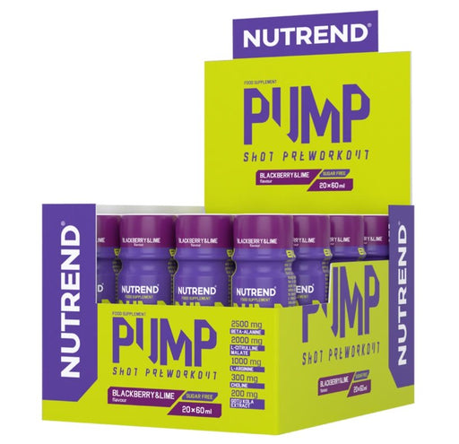 Nutrend Pump Shot Pre-Workout, Blackberry & Lime 20 x 60 ml