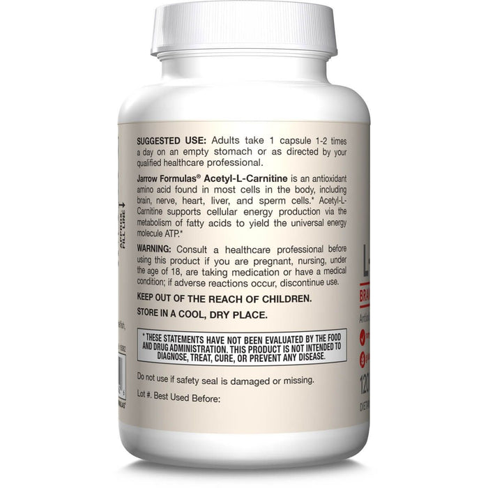 Jarrow Formulas Acetyl L-Carnitine 500mg 120 Veggie Capsules | Premium Supplements at MYSUPPLEMENTSHOP