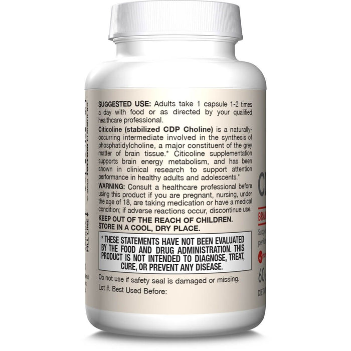 Jarrow Formulas CDP Choline 250mg 60 Capsules | Premium Supplements at MYSUPPLEMENTSHOP