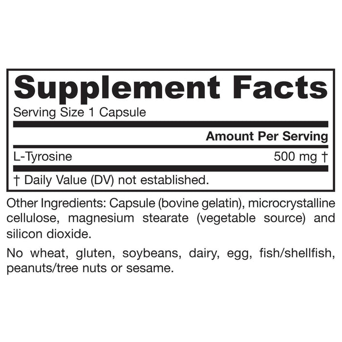 Jarrow Formulas L-Tyrosine 500mg 100 Capsules | Premium Supplements at MYSUPPLEMENTSHOP