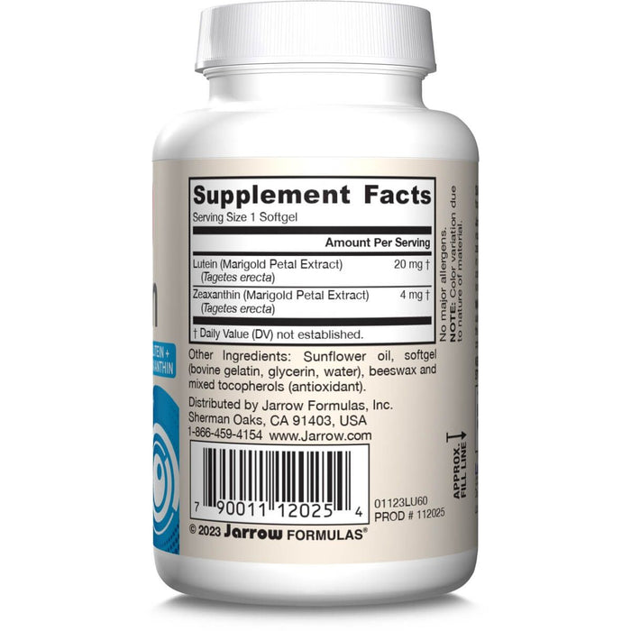 Jarrow Formulas Lutein 20mg & Zeaxanthin 4mg 60 Softgels - Health and Wellbeing at MySupplementShop by Jarrow Formulas