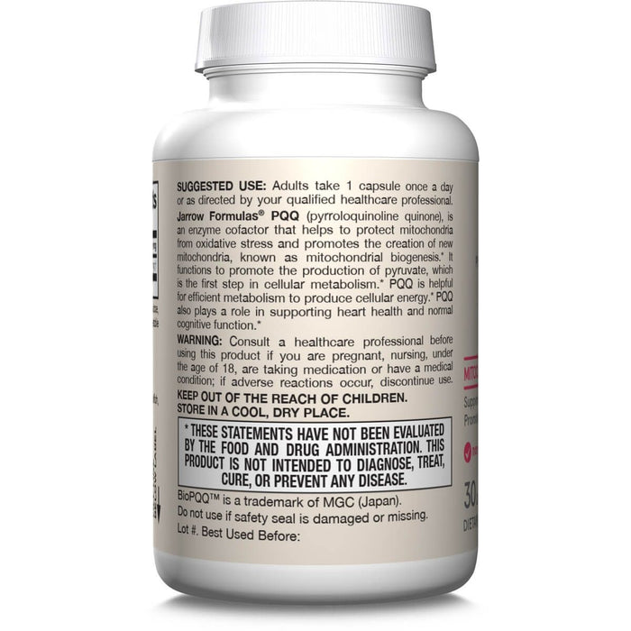 Jarrow Formulas PQQ 10mg 30 Capsules - Brain & Memory at MySupplementShop by Jarrow Formulas